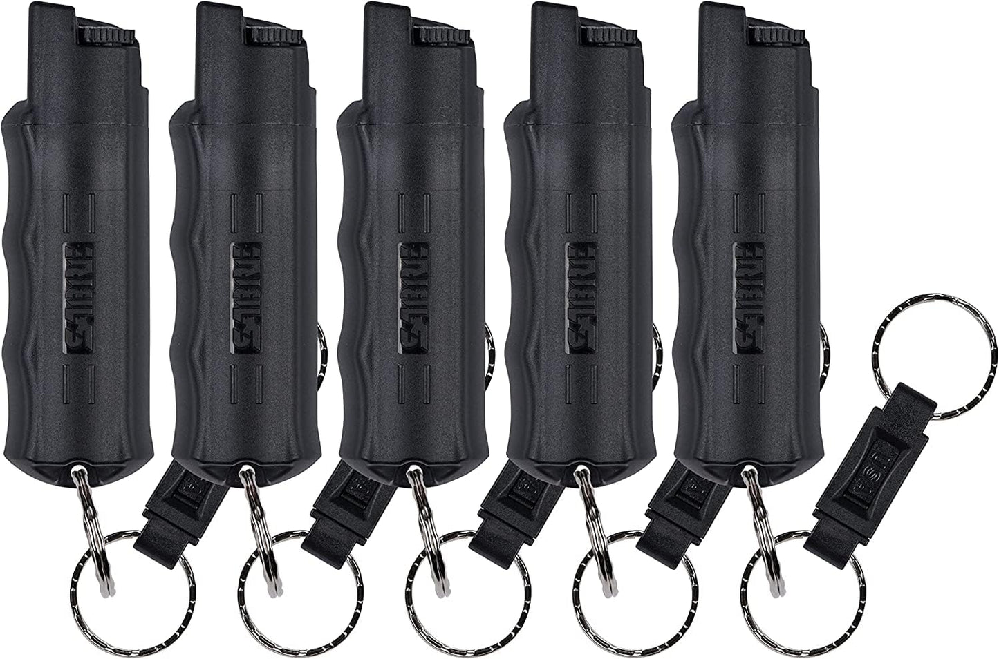SABRE Pepper Spray, Maximum Police Strength OC Spray, Quick Release Keychain for Easy Carry and Fast Access, Finger Grip for More Accurate and Faster Aim, 0.54 fl oz, Secure and Easy to Use Safety