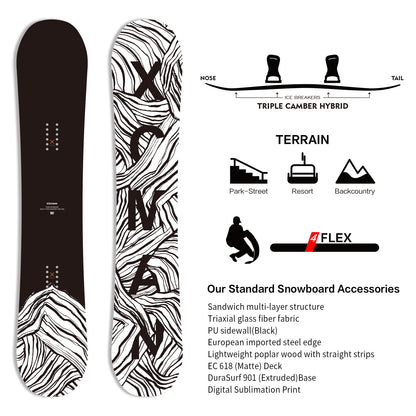 Snowboard ASPECT style Black and white line  with your logo CUSTOM SNOWBOARD OEM MANUFACTURER LOW MOQ