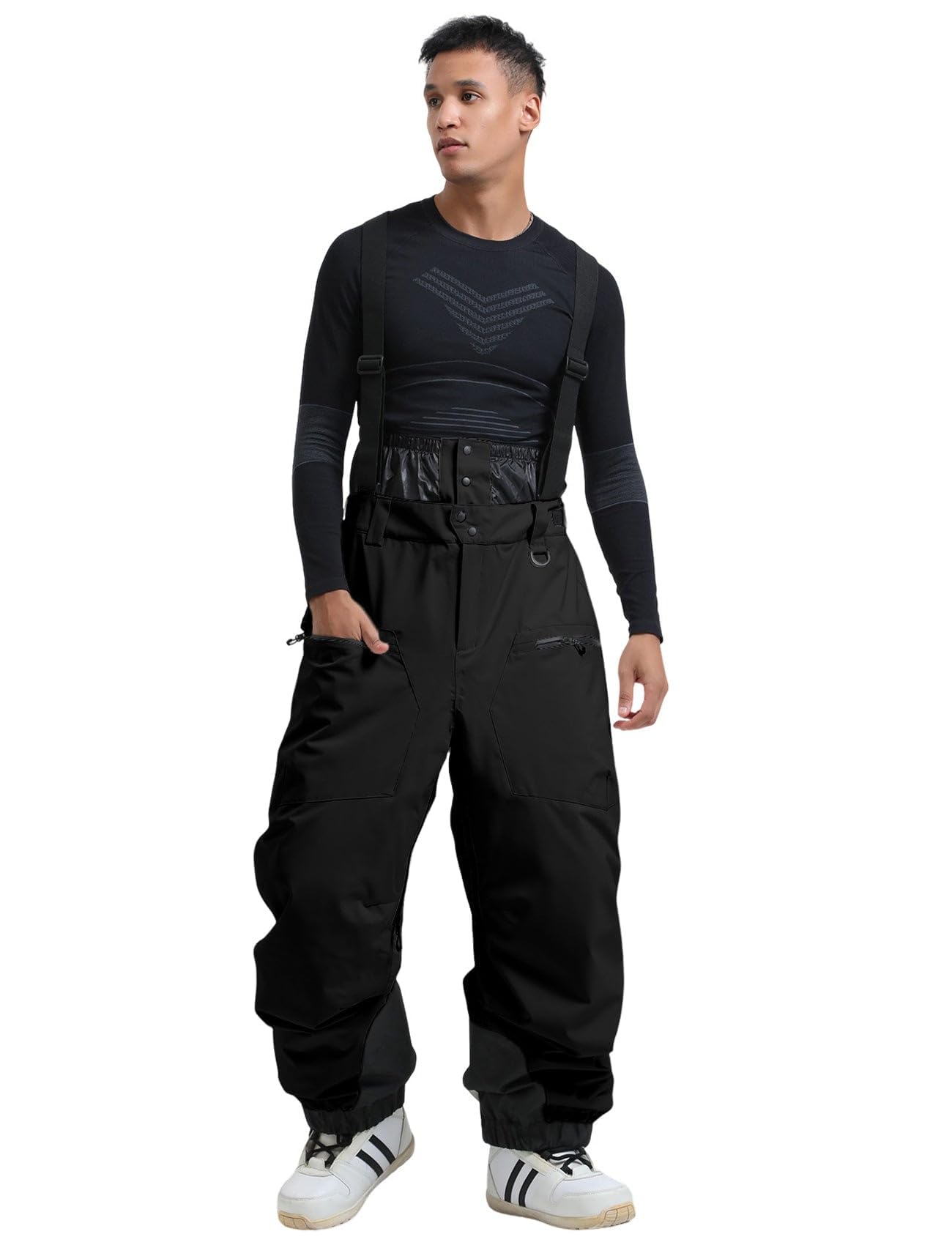 GSOU SNOW Men Snow Bibs Women Baggy Ski Pants Snowboard Overall Insulated Waterproof Windproof Warm Winter