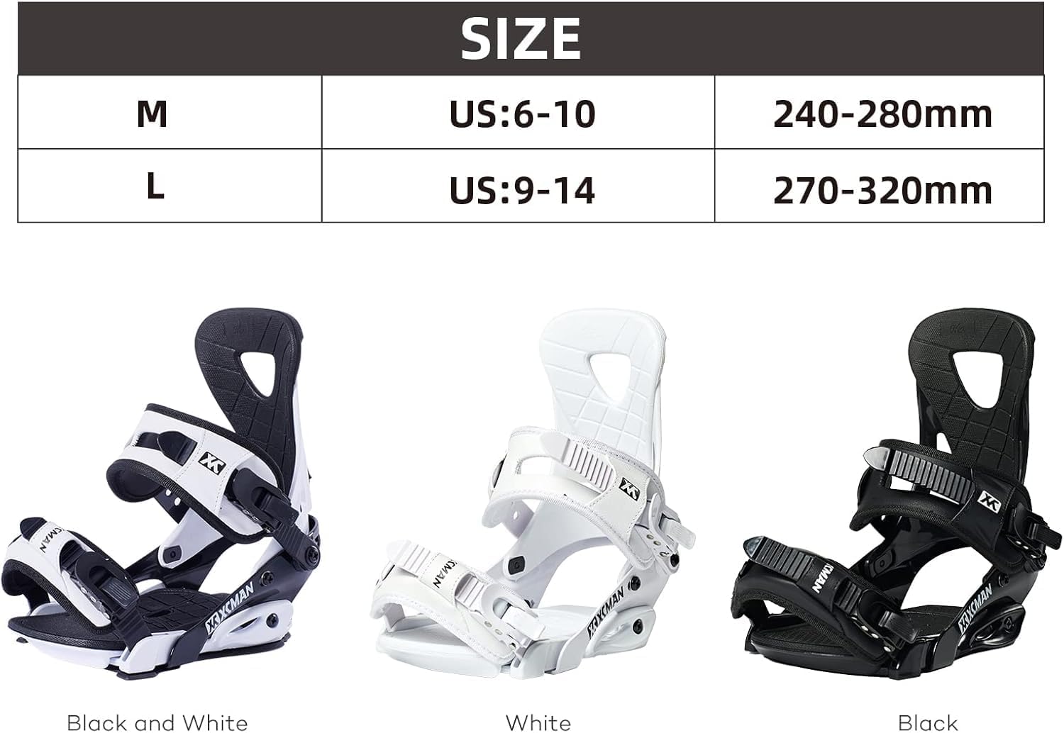 XCMAN Outdoors All-Mountain Snowboard Binding | Boot US Size 6-9