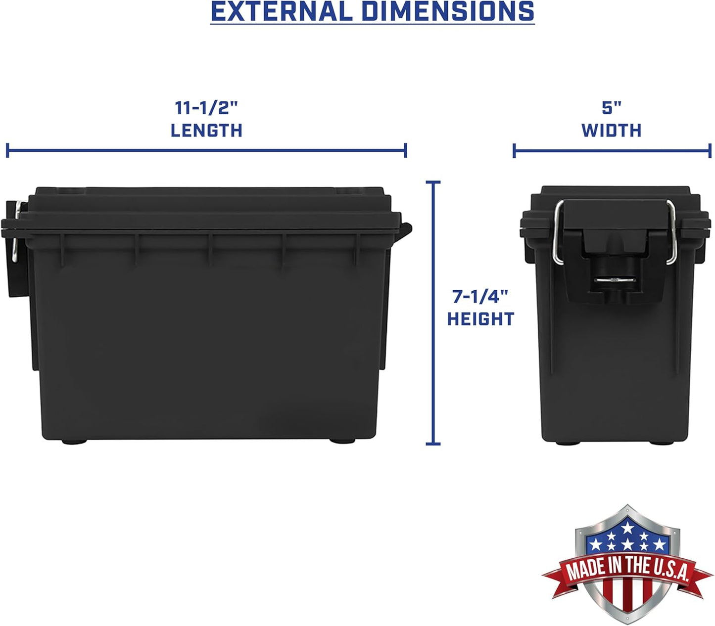 Sheffield 12629 Ammo Storage Box, Stackable .30 Cal Field Boxes, Water and Dust Resistant, Lockable Storage Box with Handle, Secures Hunting Gear, Supplies, and Bullets, Made in USA, Black, 1-Pack