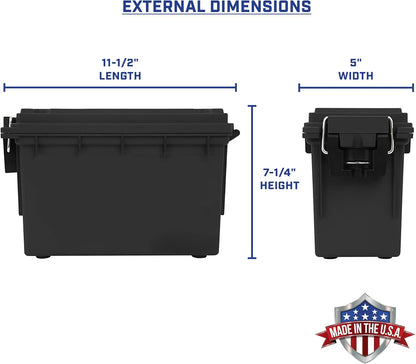 Sheffield 12629 Ammo Storage Box, Stackable .30 Cal Field Boxes, Water and Dust Resistant, Lockable Storage Box with Handle, Secures Hunting Gear, Supplies, and Bullets, Made in USA, Black, 1-Pack