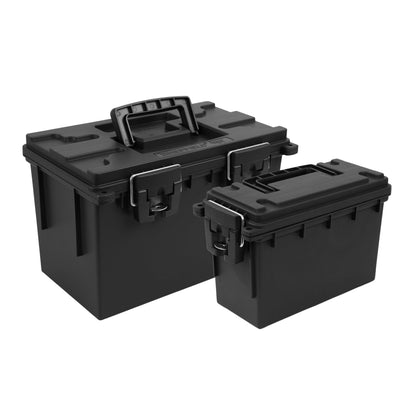 Sheffield 12629 Ammo Storage Box, Stackable .30 Cal Field Boxes, Water and Dust Resistant, Lockable Storage Box with Handle, Secures Hunting Gear, Supplies, and Bullets, Made in USA, Black, 1-Pack