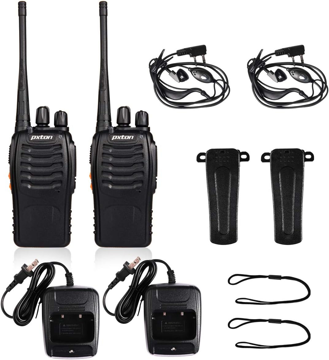 Walkie Talkies Rechargeable Long Range Two-Way Radios with Earpieces,2-Way Radios UHF Handheld Transceiver Walky Talky with Flashlight Li-ion Battery and Charger（2 Pack）