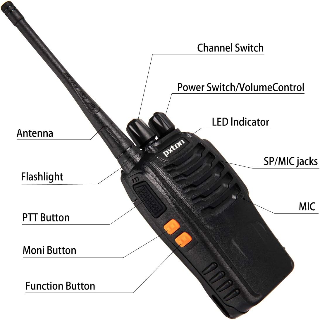 Walkie Talkies Rechargeable Long Range Two-Way Radios with Earpieces,2-Way Radios UHF Handheld Transceiver Walky Talky with Flashlight Li-ion Battery and Charger（2 Pack）