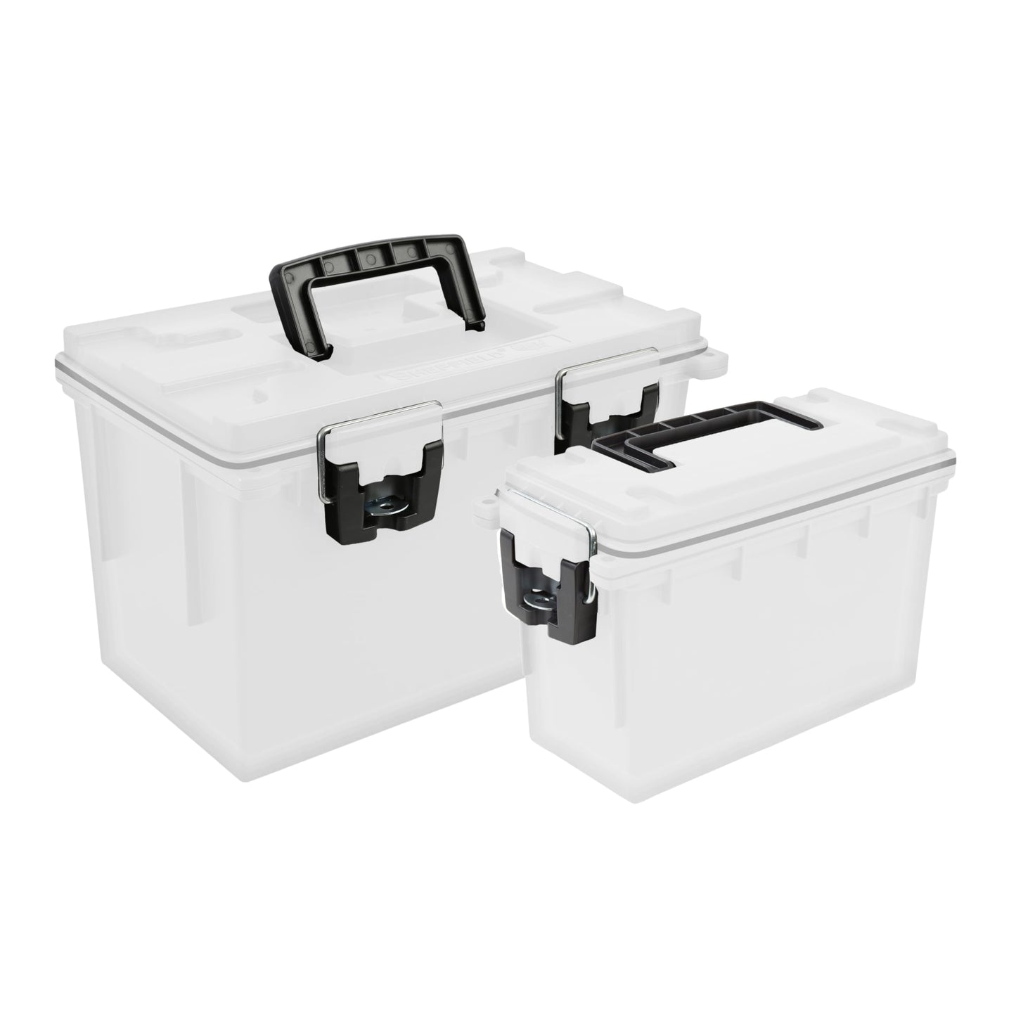 Sheffield 12629 Ammo Storage Box, Stackable .30 Cal Field Boxes, Water and Dust Resistant, Lockable Storage Box with Handle, Secures Hunting Gear, Supplies, and Bullets, Made in USA, Black, 1-Pack