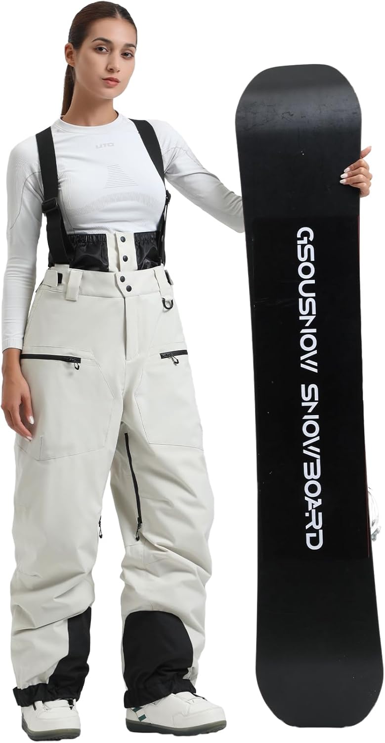GSOU SNOW Men Snow Bibs Women Baggy Ski Pants Snowboard Overall Insulated Waterproof Windproof Warm Winter