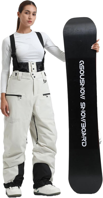 GSOU SNOW Men Snow Bibs Women Baggy Ski Pants Snowboard Overall Insulated Waterproof Windproof Warm Winter