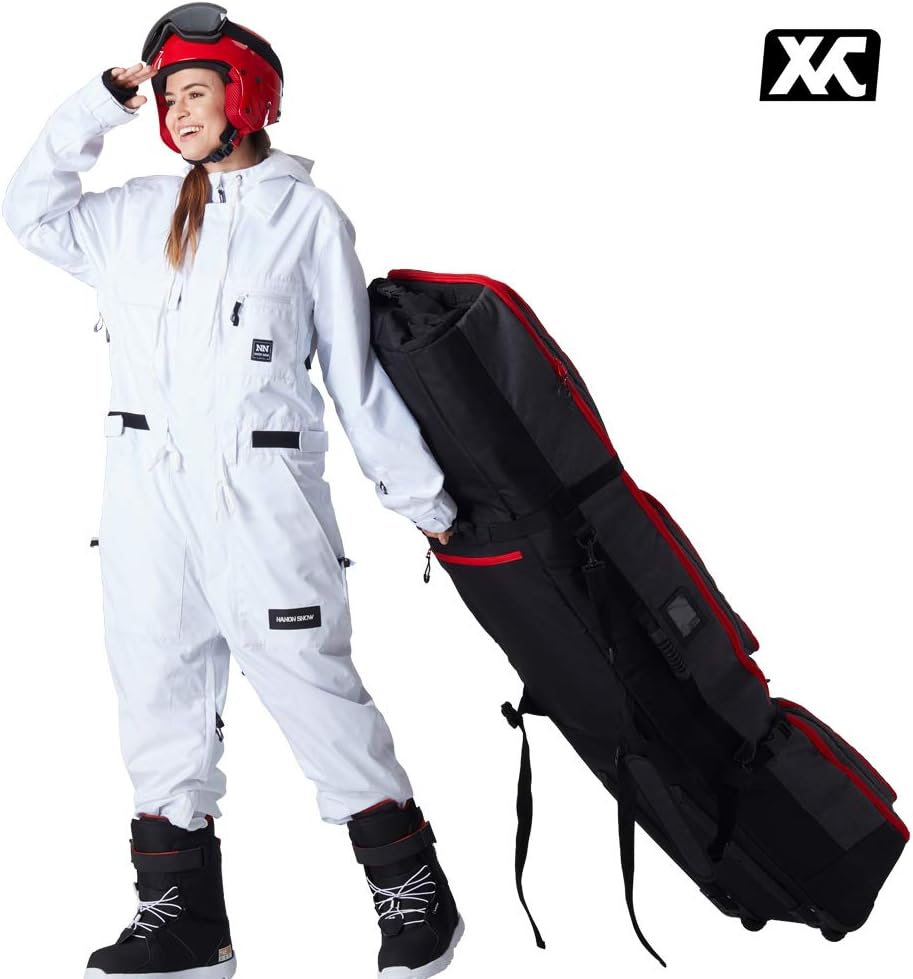 XCMAN Roller Snowboard Bag with Wheels,Adjustable Length,Extra Long/Wide/Deep,Waterproof - with Protection Ribs 140L