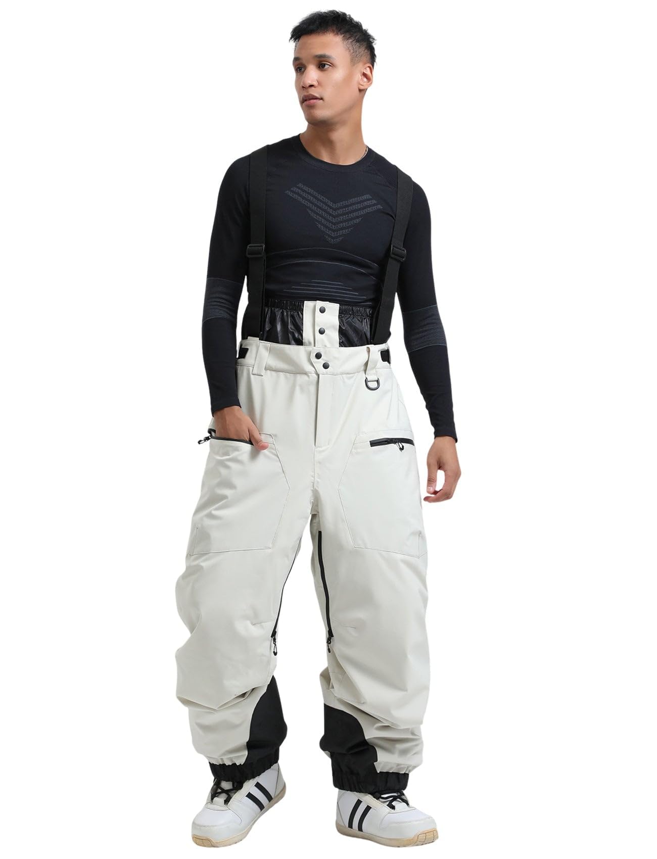 GSOU SNOW Men Snow Bibs Women Baggy Ski Pants Snowboard Overall Insulated Waterproof Windproof Warm Winter