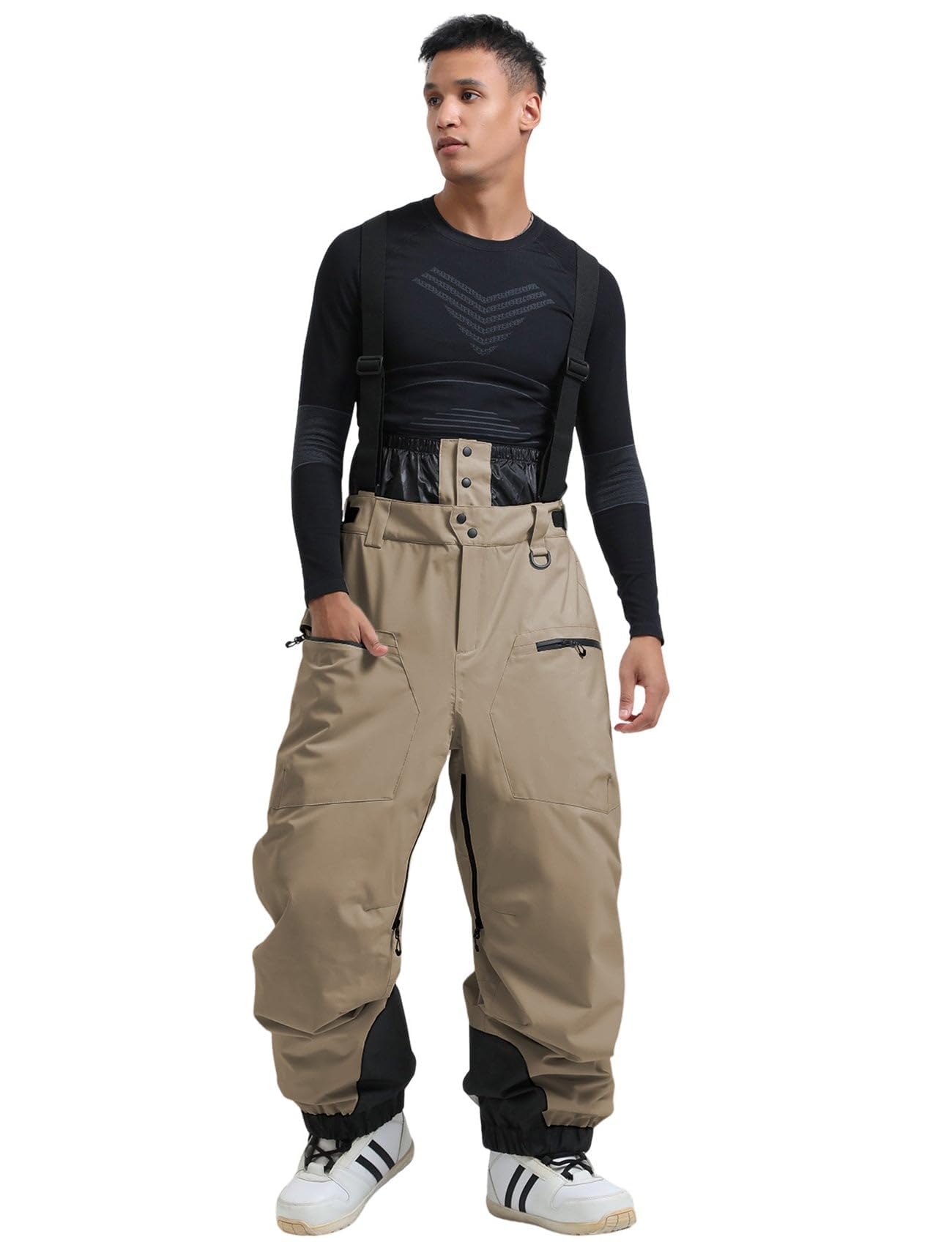 GSOU SNOW Men Snow Bibs Women Baggy Ski Pants Snowboard Overall Insulated Waterproof Windproof Warm Winter