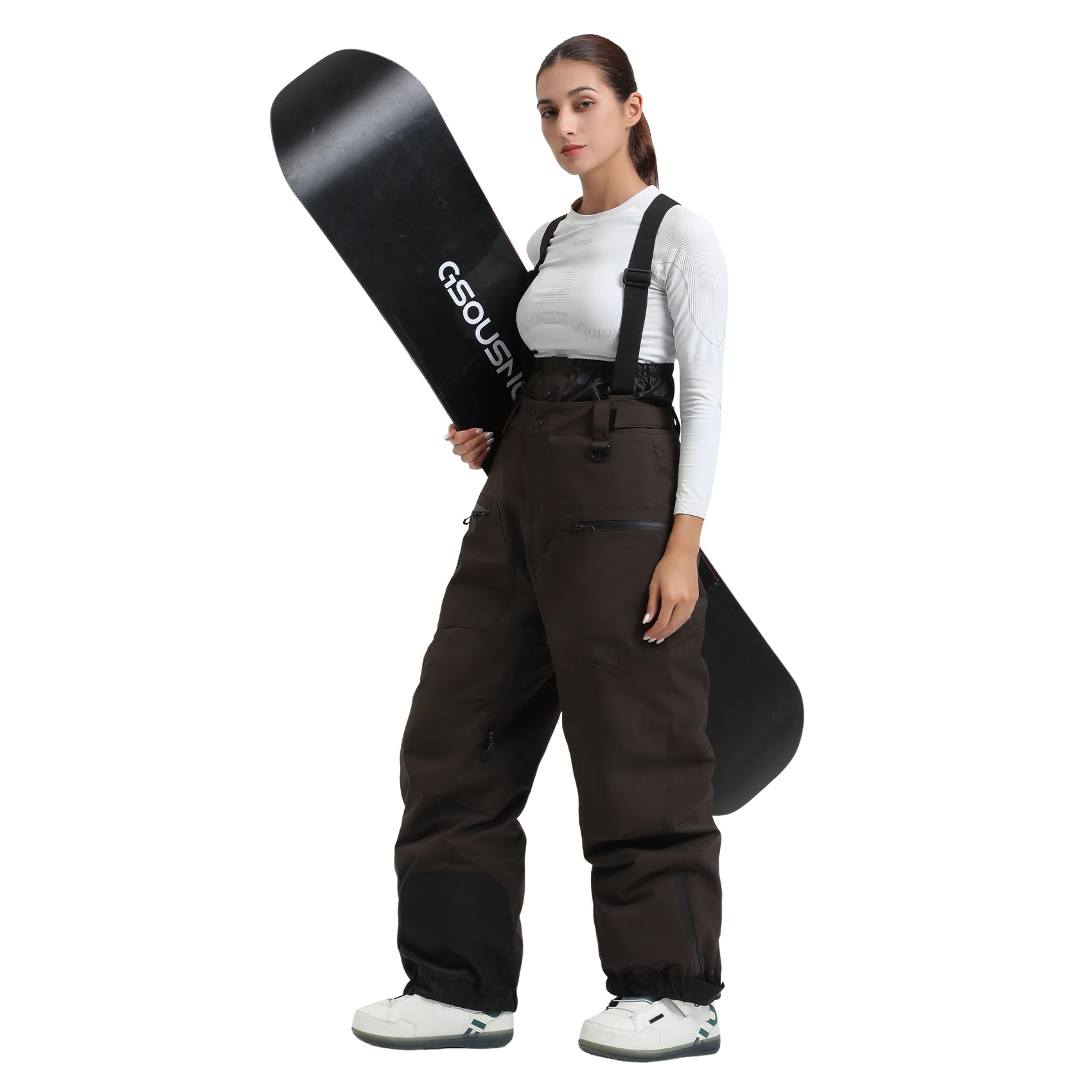 GSOU SNOW Men Snow Bibs Women Baggy Ski Pants Snowboard Overall Insulated Waterproof Windproof Warm Winter