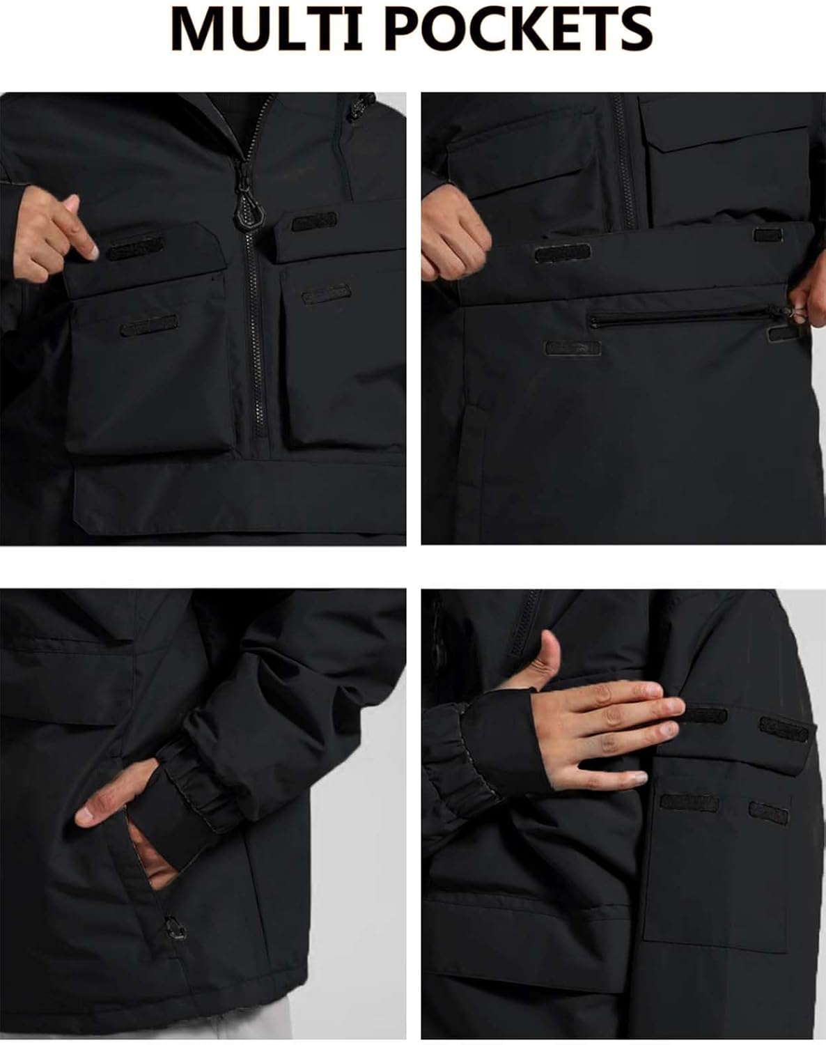 GSOU SNOW Men Ski Jacket Snowboard Coat for Winter Outdoor Sports Waterproof Windproof Snow Pullover Hooded Warm