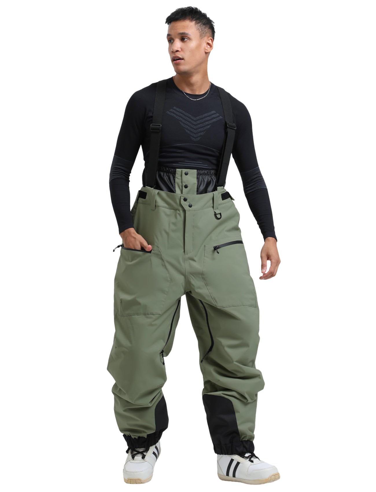 GSOU SNOW Men Snow Bibs Women Baggy Ski Pants Snowboard Overall Insulated Waterproof Windproof Warm Winter