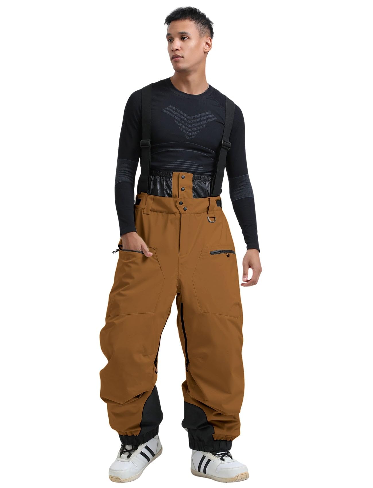 GSOU SNOW Men Snow Bibs Women Baggy Ski Pants Snowboard Overall Insulated Waterproof Windproof Warm Winter