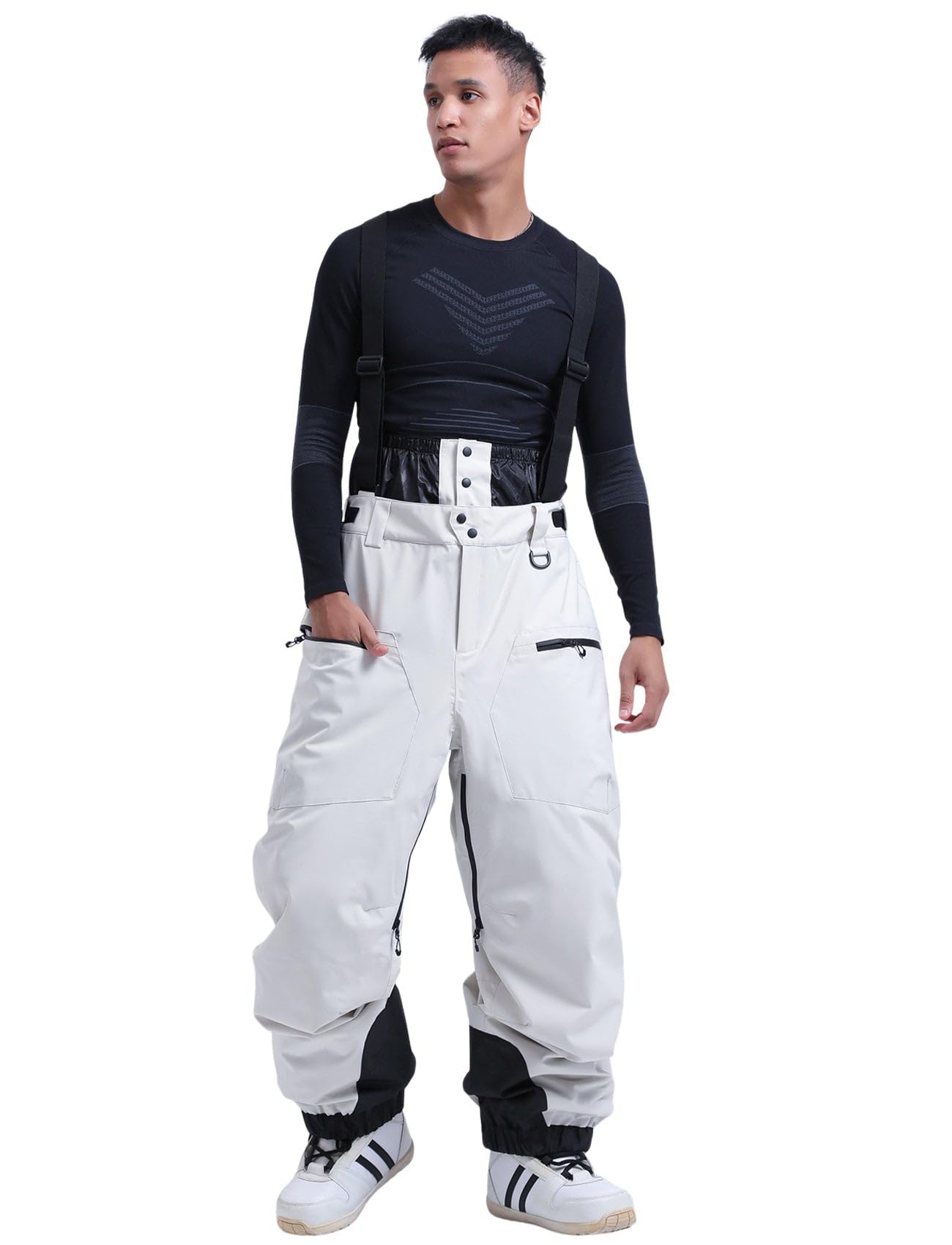 GSOU SNOW Men Snow Bibs Women Baggy Ski Pants Snowboard Overall Insulated Waterproof Windproof Warm Winter