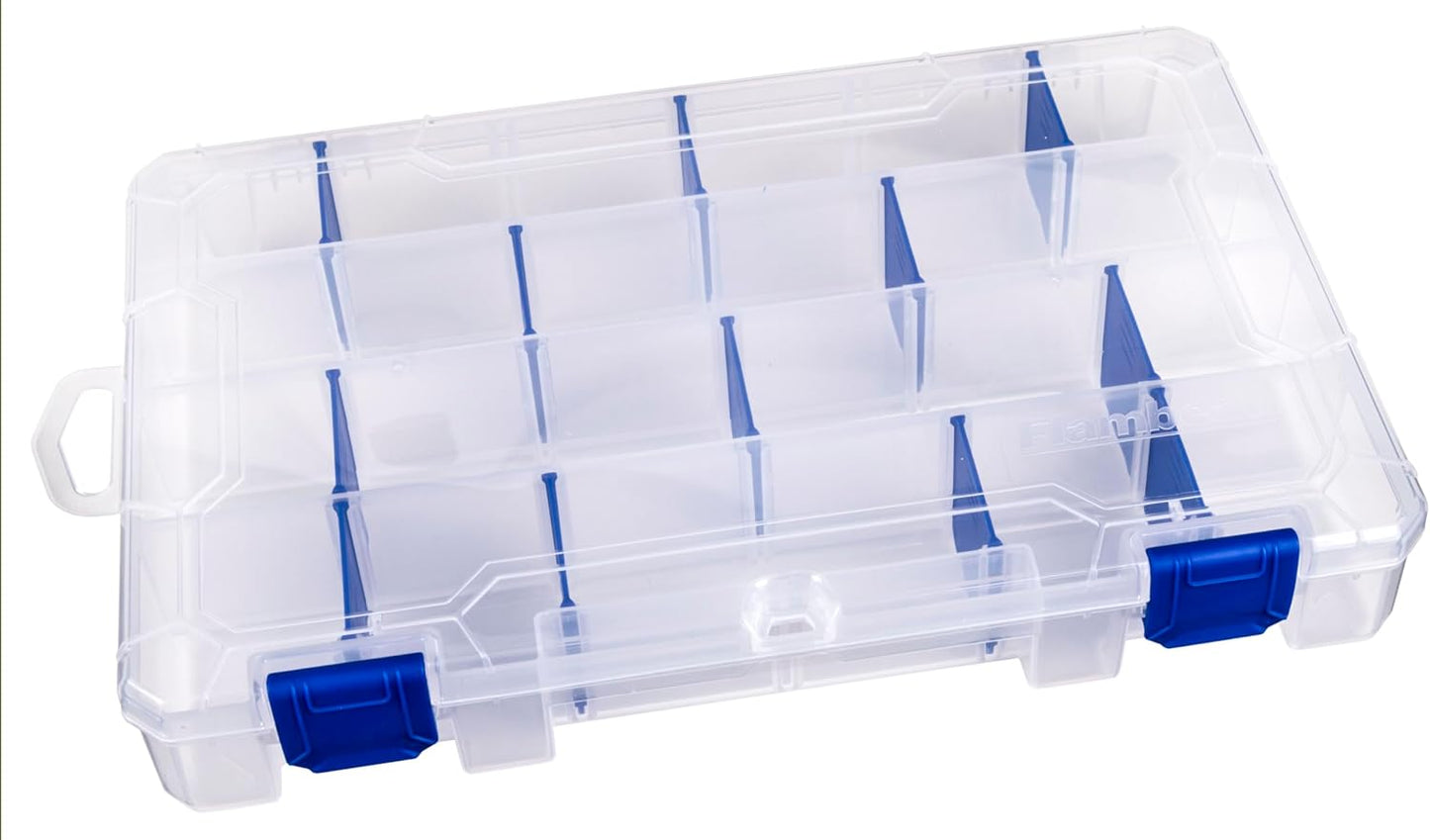 Flambeau Outdoors 4007 Fishing Tackle Box - Includes 12 Dividers, 24 Compartments, Clear Tackle Box Fishing Lure Organizer, Tuff Tainer Tackle Box with Zerust Anti-Rust Dividers