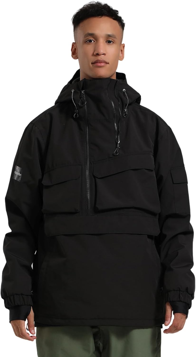 GSOU SNOW Men Ski Jacket Snowboard Coat for Winter Outdoor Sports Waterproof Windproof Snow Pullover Hooded Warm