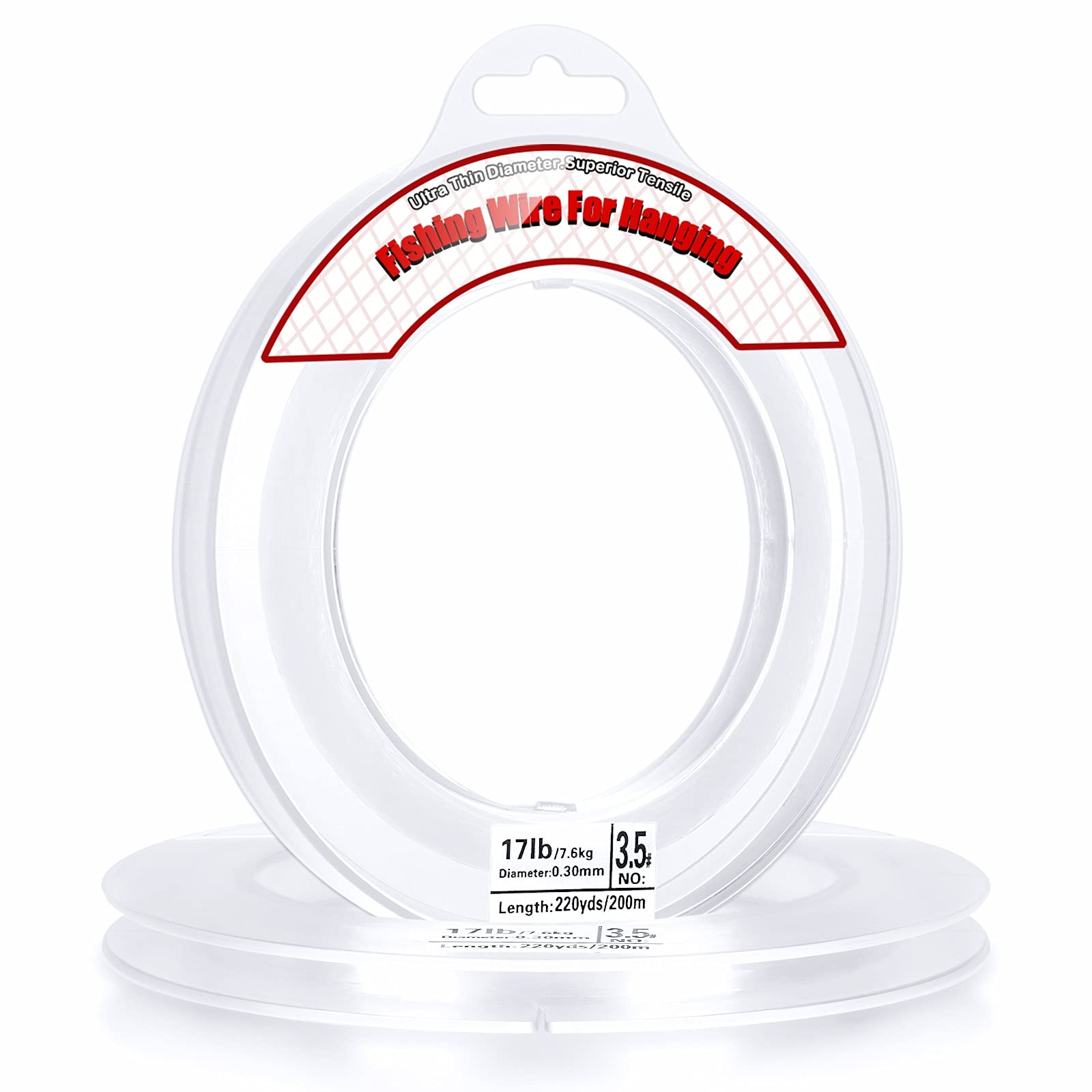 Clear Fishing Wire, Acejoz 656FT Fishing Line Clear Invisible Hanging Wire Strong Nylon String Supports 40 Pounds for Balloon Garland Hanging Decorations