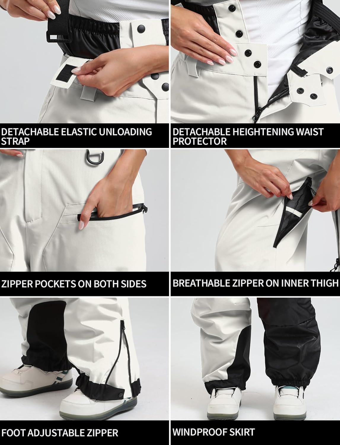 GSOU SNOW Men Snow Bibs Women Baggy Ski Pants Snowboard Overall Insulated Waterproof Windproof Warm Winter