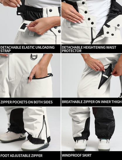 GSOU SNOW Men Snow Bibs Women Baggy Ski Pants Snowboard Overall Insulated Waterproof Windproof Warm Winter