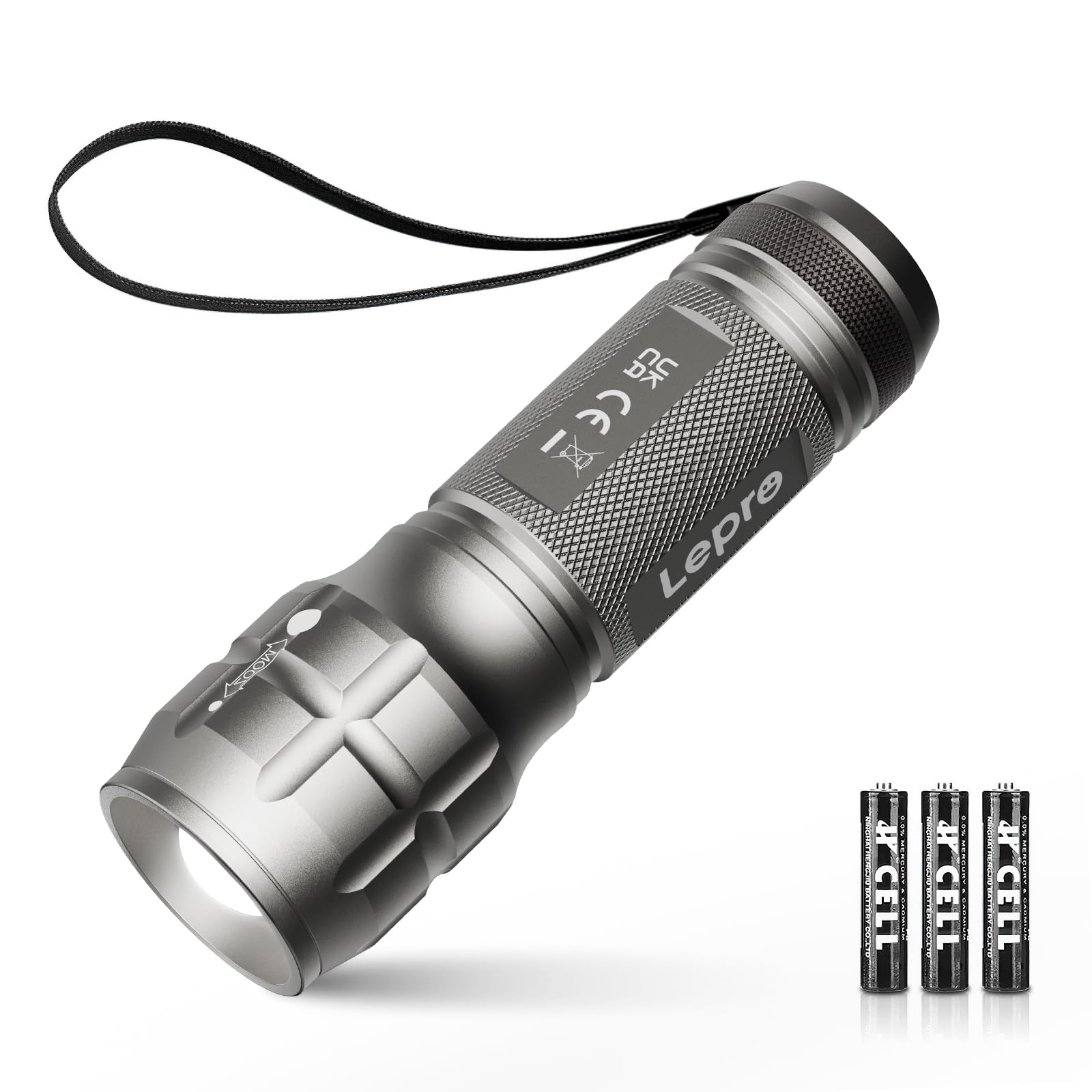 Lighting EVER LED Flashlights High Lumens, Small Flashlight, Zoomable, Waterproof, Adjustable Brightness Flash Light for Outdoor, Emergency, AAA Batteries Included, Tactical & Camping Accessories