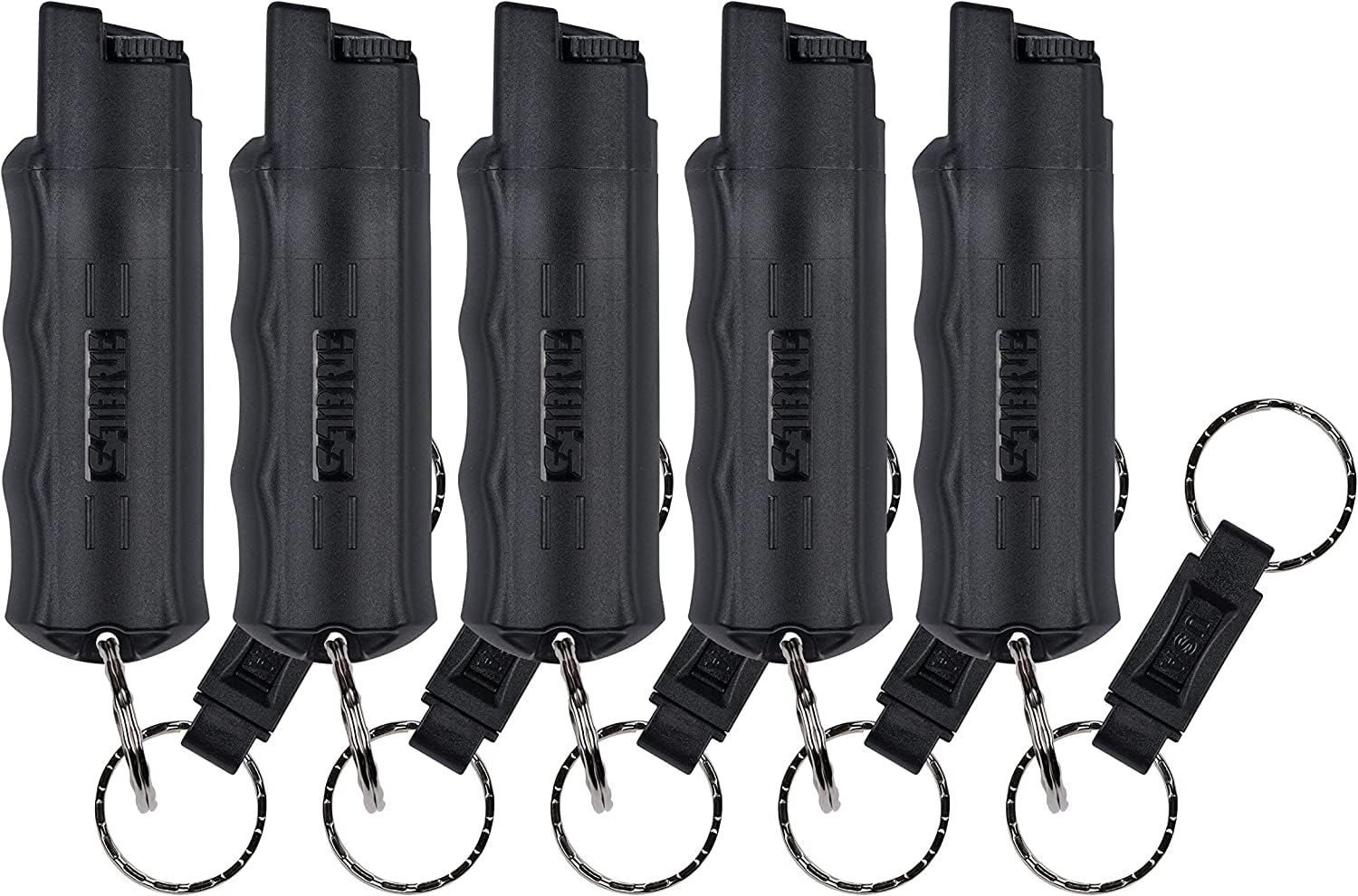 SABRE Pepper Spray, Maximum Police Strength OC Spray, Quick Release Keychain for Easy Carry and Fast Access, Finger Grip for More Accurate and Faster Aim, 0.54 fl oz, Secure and Easy to Use Safety