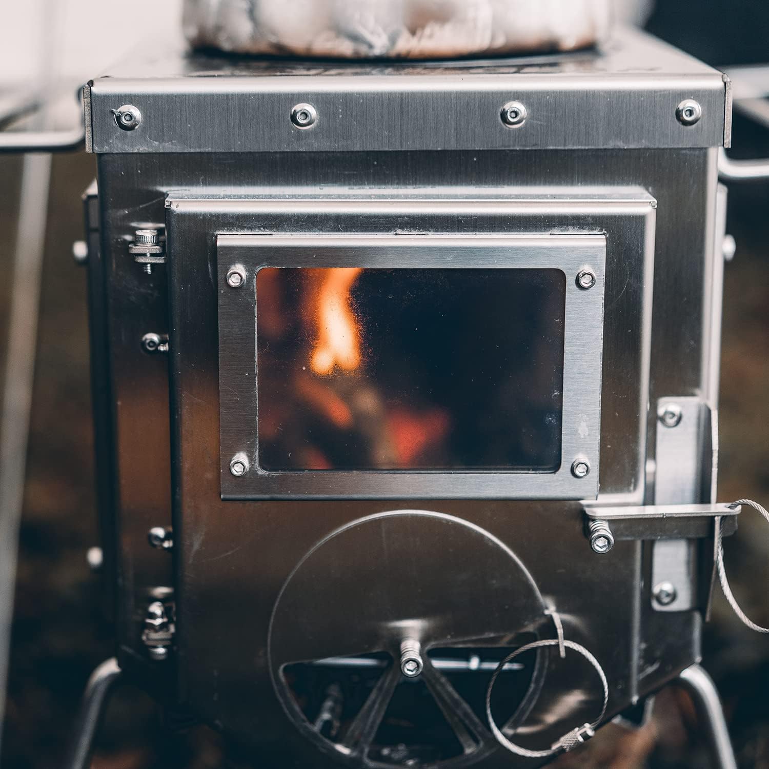 XCMAN Camping Tent Wood Stove with 6 Section Chimney Pipes,Three-View Windows Portable Wood Stove, Ice Fishing Shelters, Hunting, Outdoor Cooking Heavy Gauge 304 Stainless Steel