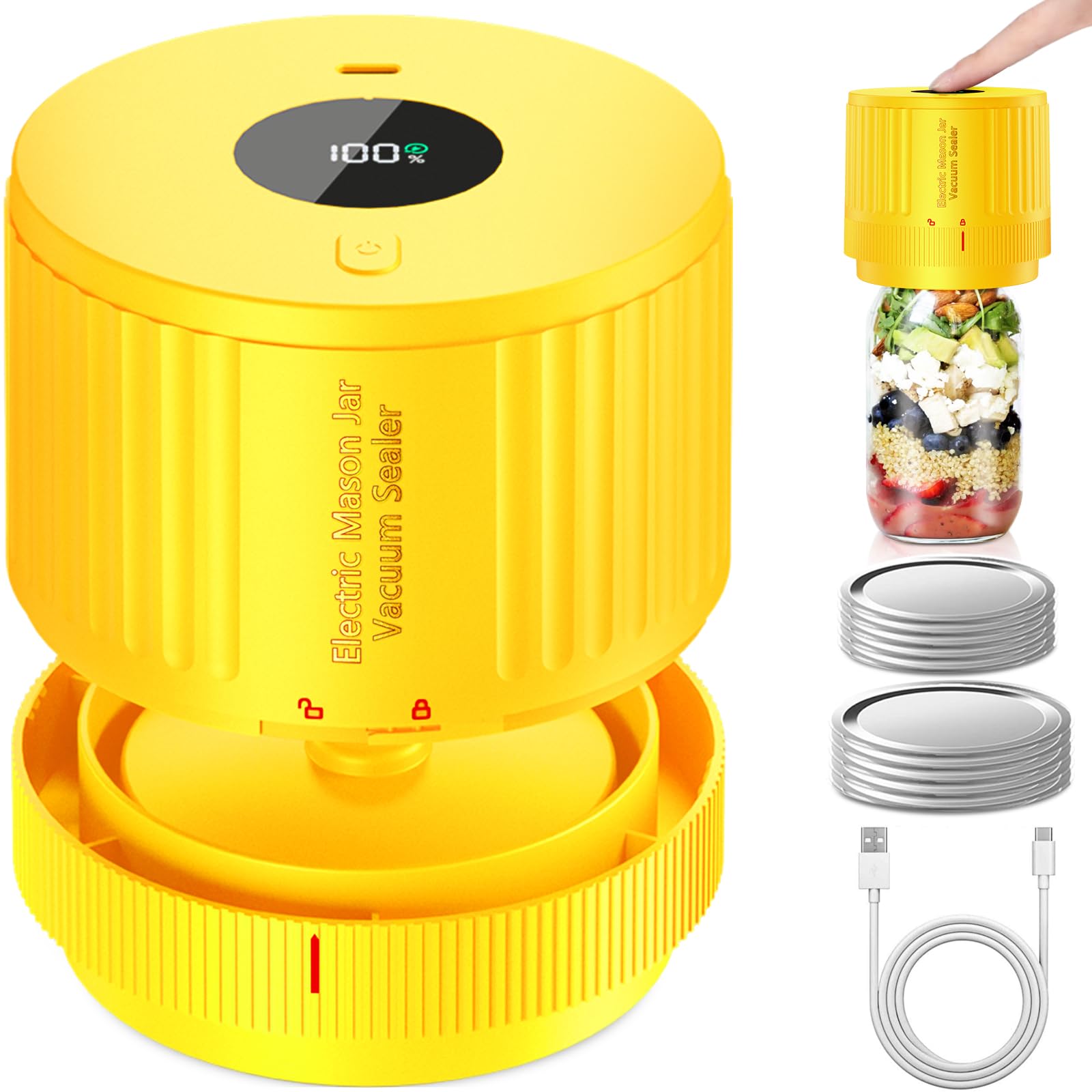 Electric Mason Jar Vacuum Sealer Kit for Wide Mouth and Regular Mouth Mason Jars