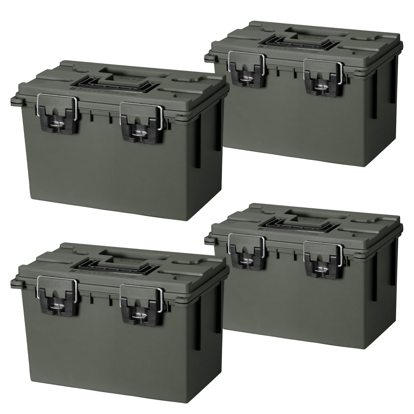Sheffield 12629 Ammo Storage Box, Stackable .30 Cal Field Boxes, Water and Dust Resistant, Lockable Storage Box with Handle, Secures Hunting Gear, Supplies, and Bullets, Made in USA, Black, 1-Pack