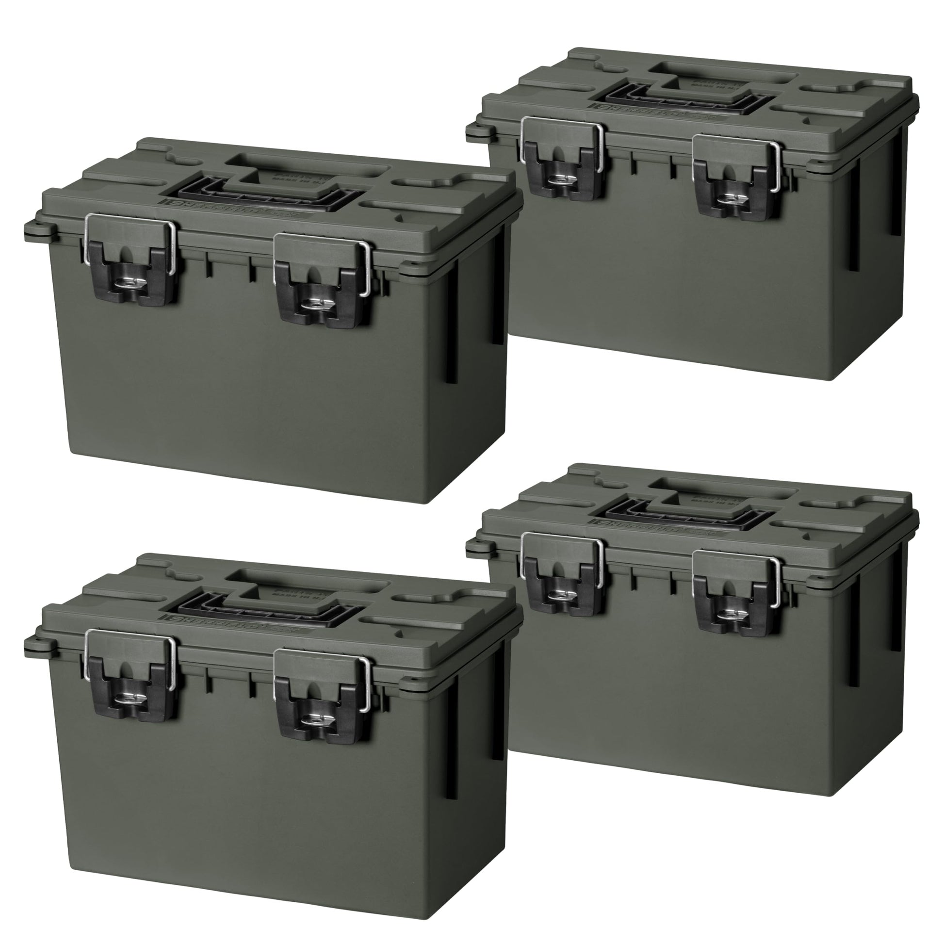 Sheffield 12629 Ammo Storage Box, Stackable .30 Cal Field Boxes, Water and Dust Resistant, Lockable Storage Box with Handle, Secures Hunting Gear, Supplies, and Bullets, Made in USA, Black, 1-Pack