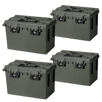 Sheffield 12629 Ammo Storage Box, Stackable .30 Cal Field Boxes, Water and Dust Resistant, Lockable Storage Box with Handle, Secures Hunting Gear, Supplies, and Bullets, Made in USA, Black, 1-Pack