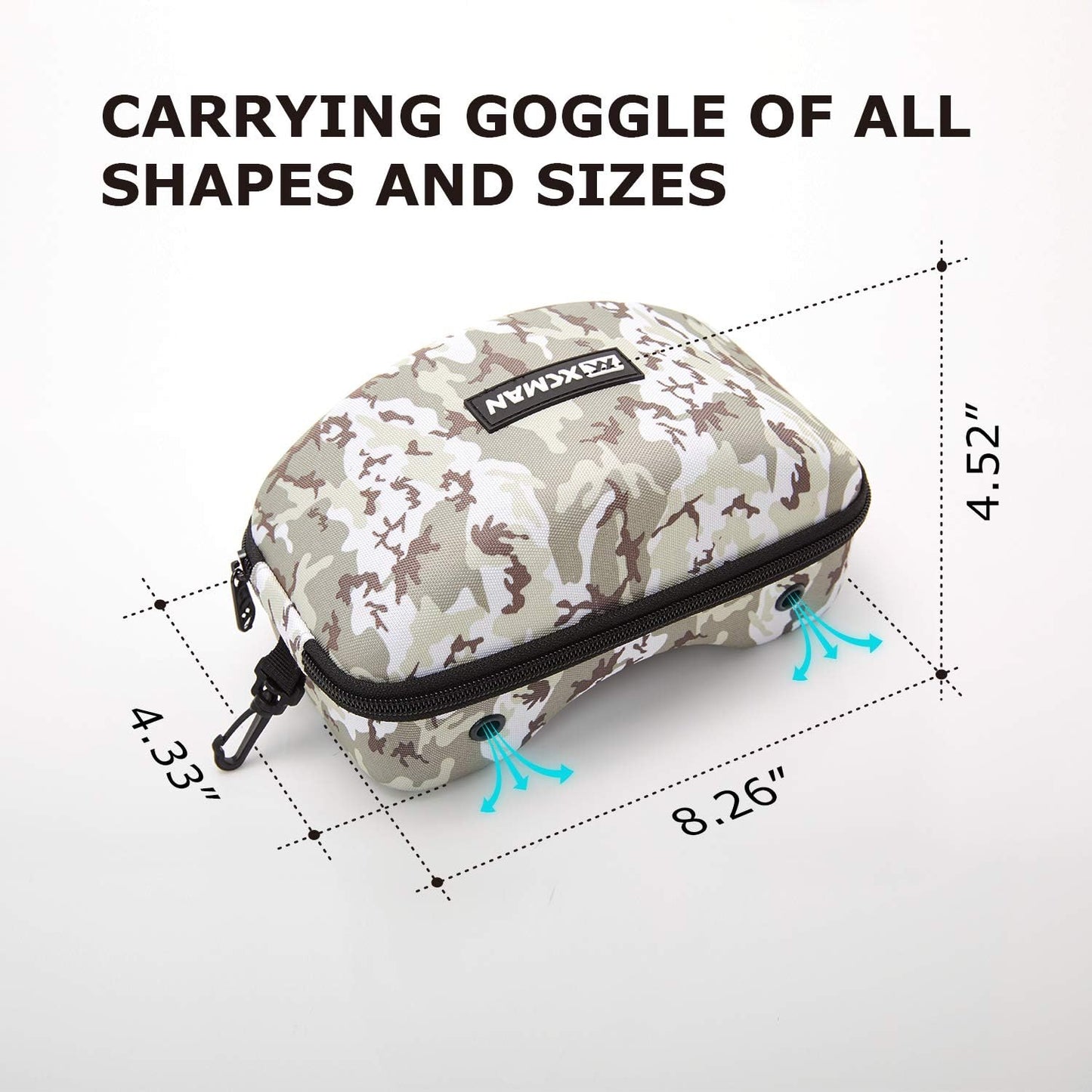 XCMAN Rigid EVA Ski Goggle Case Fit All Shapes and Size Ski Goggles