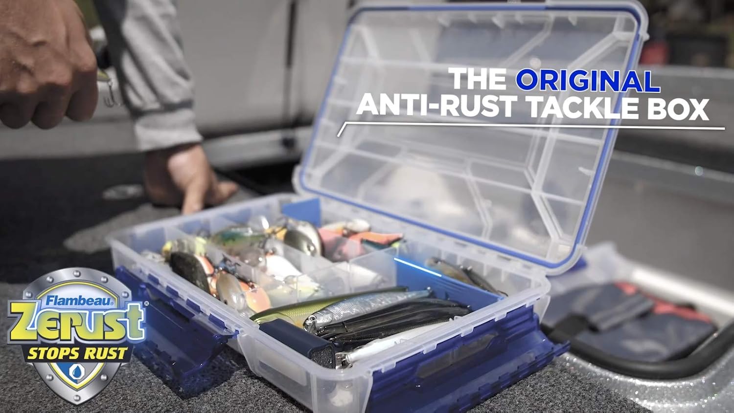 Flambeau Outdoors 4007 Fishing Tackle Box - Includes 12 Dividers, 24 Compartments, Clear Tackle Box Fishing Lure Organizer, Tuff Tainer Tackle Box with Zerust Anti-Rust Dividers