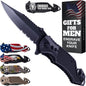 Legal Pocket Knife with 2.95” Serrated Blade, Glass Breaker, Seat Belt Cutter - EDC Sharp Folding Knives with Portable Clip - Small Tool for Tactical Camping Survival Hiking - Gifts for Men 6680