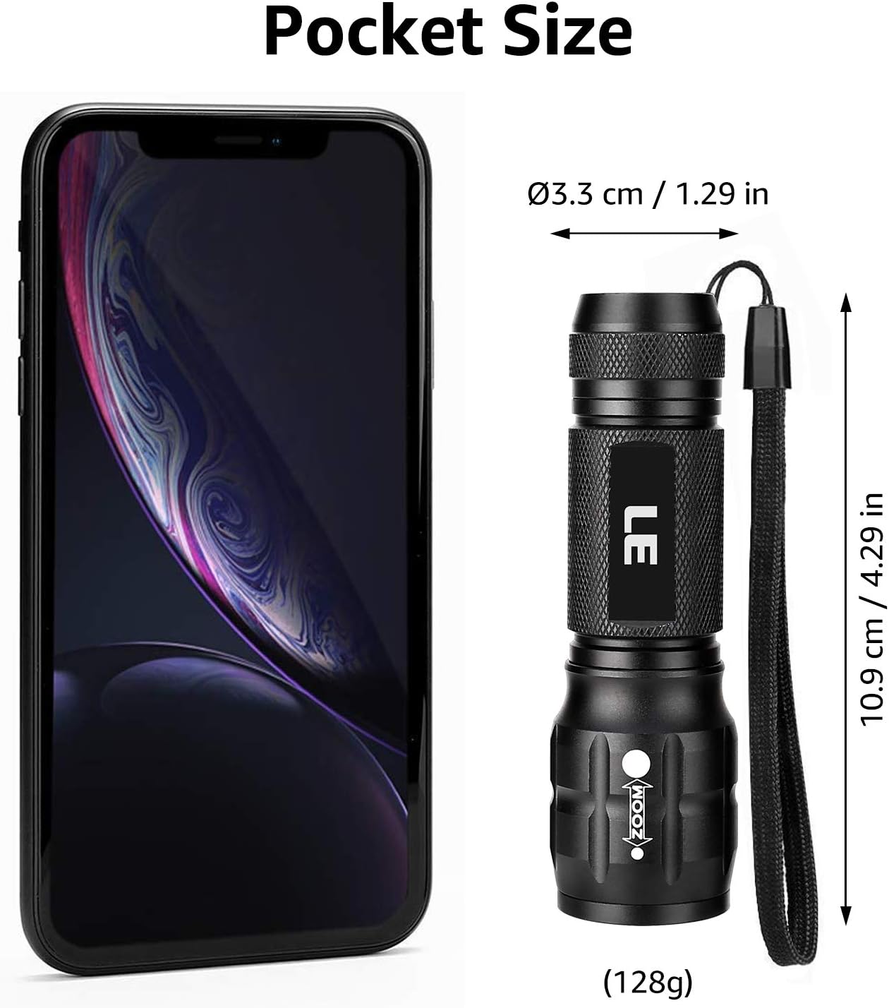 Lighting EVER LED Flashlights High Lumens, Small Flashlight, Zoomable, Waterproof, Adjustable Brightness Flash Light for Outdoor, Emergency, AAA Batteries Included, Tactical & Camping Accessories