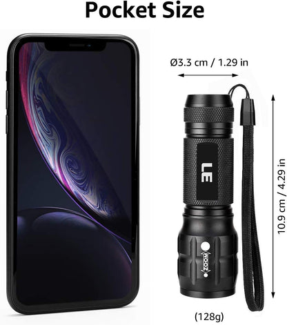 Lighting EVER LED Flashlights High Lumens, Small Flashlight, Zoomable, Waterproof, Adjustable Brightness Flash Light for Outdoor, Emergency, AAA Batteries Included, Tactical & Camping Accessories