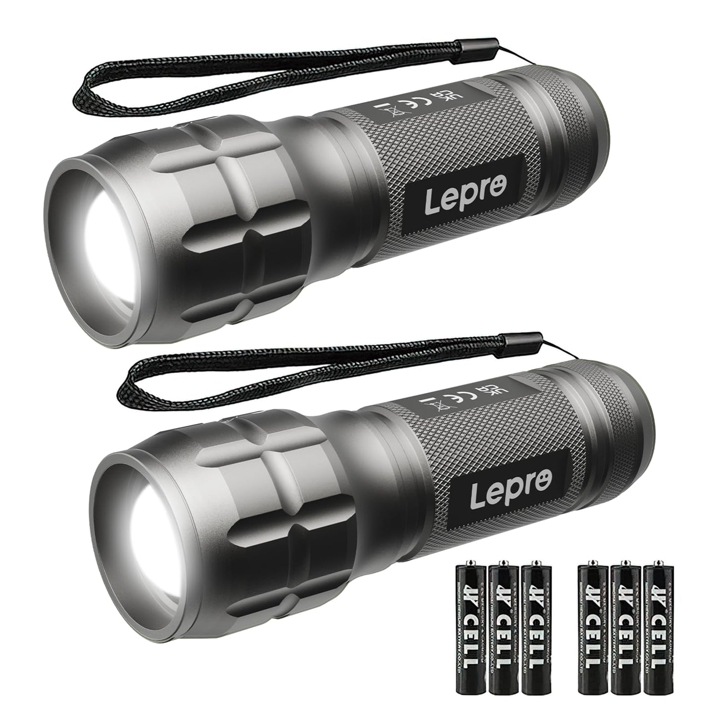 Lighting EVER LED Flashlights High Lumens, Small Flashlight, Zoomable, Waterproof, Adjustable Brightness Flash Light for Outdoor, Emergency, AAA Batteries Included, Tactical & Camping Accessories