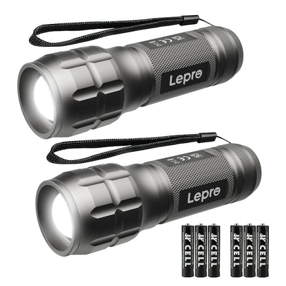 Lighting EVER LED Flashlights High Lumens, Small Flashlight, Zoomable, Waterproof, Adjustable Brightness Flash Light for Outdoor, Emergency, AAA Batteries Included, Tactical & Camping Accessories