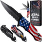 Legal Pocket Knife with 2.95” Serrated Blade, Glass Breaker, Seat Belt Cutter - EDC Sharp Folding Knives with Portable Clip - Small Tool for Tactical Camping Survival Hiking - Gifts for Men 6680