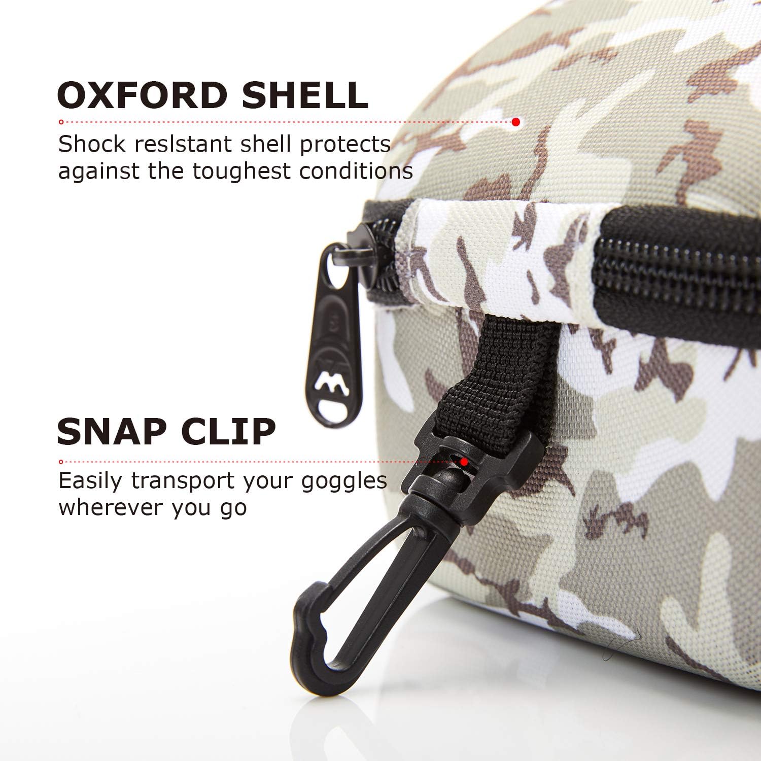 XCMAN Rigid EVA Ski Goggle Case Fit All Shapes and Size Ski Goggles