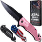 Legal Pocket Knife with 2.95” Serrated Blade, Glass Breaker, Seat Belt Cutter - EDC Sharp Folding Knives with Portable Clip - Small Tool for Tactical Camping Survival Hiking - Gifts for Men 6680