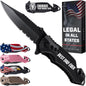 Legal Pocket Knife with 2.95” Serrated Blade, Glass Breaker, Seat Belt Cutter - EDC Sharp Folding Knives with Portable Clip - Small Tool for Tactical Camping Survival Hiking - Gifts for Men 6680