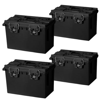 Sheffield 12629 Ammo Storage Box, Stackable .30 Cal Field Boxes, Water and Dust Resistant, Lockable Storage Box with Handle, Secures Hunting Gear, Supplies, and Bullets, Made in USA, Black, 1-Pack