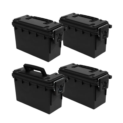 Sheffield 12629 Ammo Storage Box, Stackable .30 Cal Field Boxes, Water and Dust Resistant, Lockable Storage Box with Handle, Secures Hunting Gear, Supplies, and Bullets, Made in USA, Black, 1-Pack