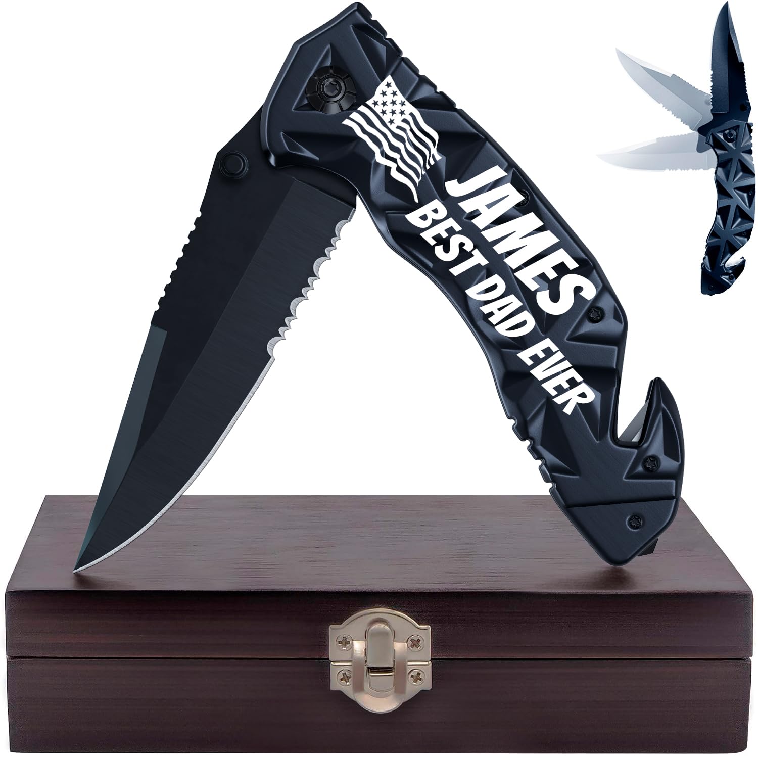 Legal Pocket Knife with 2.95” Serrated Blade, Glass Breaker, Seat Belt Cutter - EDC Sharp Folding Knives with Portable Clip - Small Tool for Tactical Camping Survival Hiking - Gifts for Men 6680