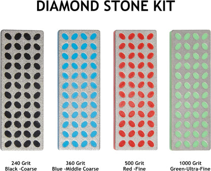 XCMAN Diamond Sharpening Stone Set for Ski & Snowboard Knife - 4 Pack(Coarse/M-Coarse/Fine/Extra Fine, Set of 4 All in One) 27.6 inch