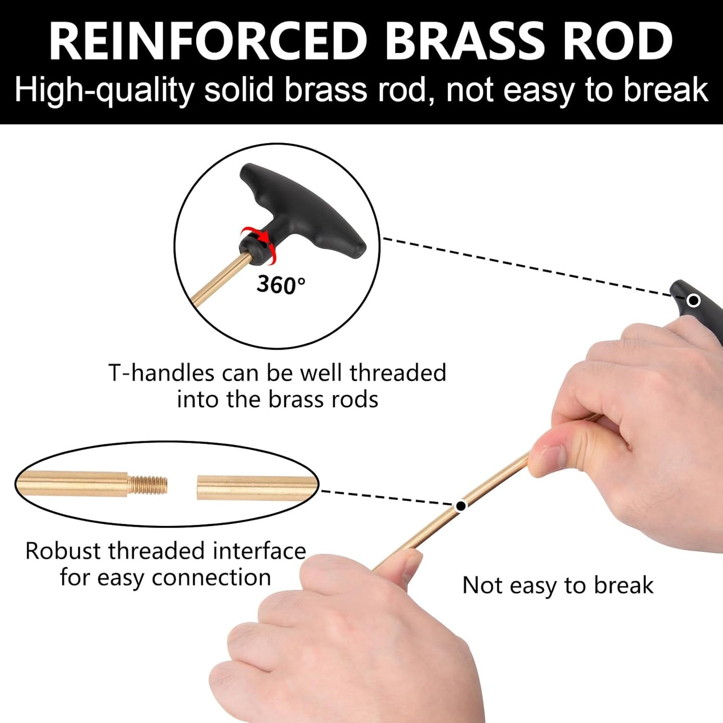 BOOSTEADY Universal Handgun Cleaning kit .22,.357,.38,9mm,.45 Caliber Pistol Cleaning Kit Bronze Bore Brush and Brass Jag Adapter
