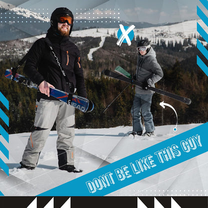 Sklon Ski Strap and Pole Carrier | Avoid the Struggle and Effortlessly Transport Your Ski Gear Everywhere You Go | Features Cushioned Shoulder Sling | Great for Families - Men, Women and Kids - Black