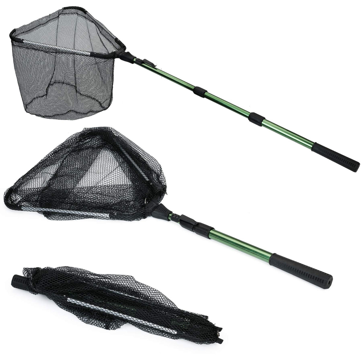 RESTCLOUD Fishing Landing Net with Telescoping Pole Handle, Fishing net Freshwater for Kids Men Women, Extend to 40-63 Inches